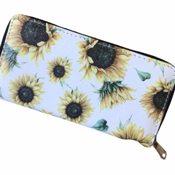 New Patterned Zip Around Wallet -Available in Sunflowers, Cow, & Leopard - Picture 3 of 4